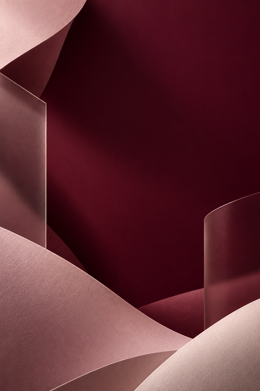 Burgundy and blush sculptural paper artwork
